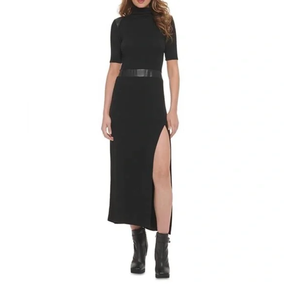 Dkny | Dresses | Dkny Full Leather Trim Midi Dress Size S | Poshmark